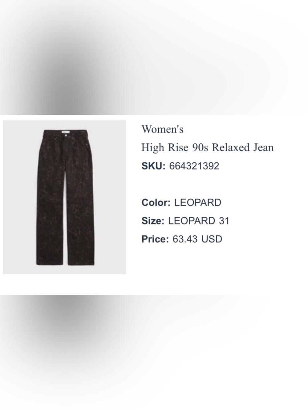 Abercrombie & Fitch 90's Relaxed High-Rise Jeans - Brown/Black Leopard - Picture 5 of 5